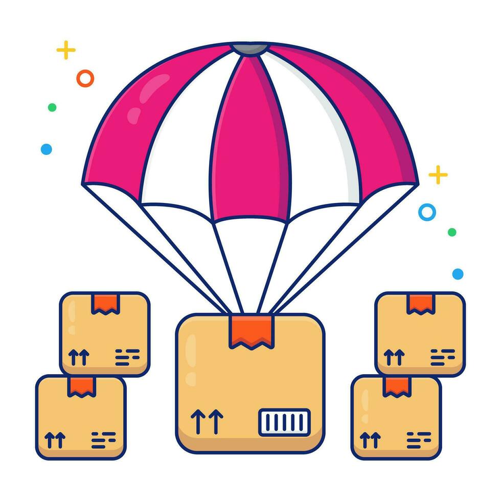 An icon design of parachute delivery vector