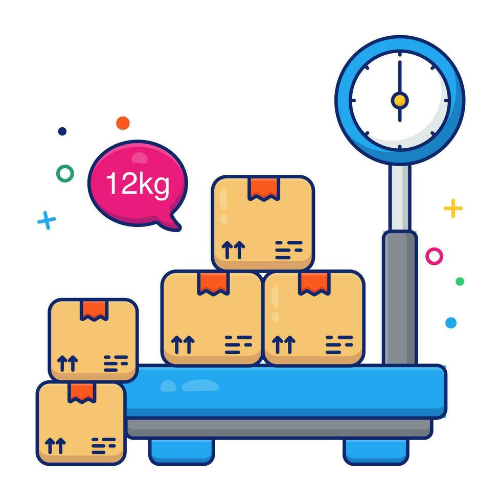 Conceptual flat design icon of parcel weighing vector