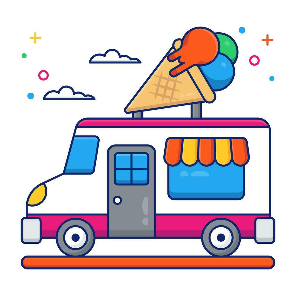 Creative design icon of ice cream truck vector