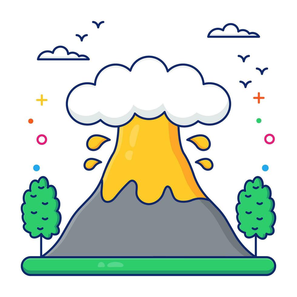 An editable design icon of volcano vector