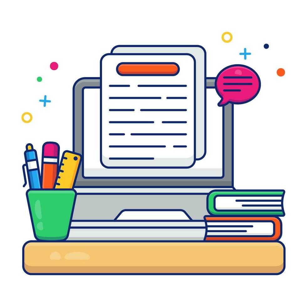 Conceptual flat design icon of online book vector