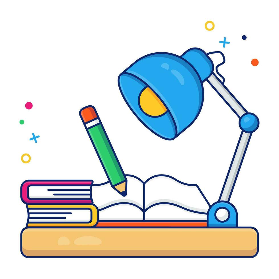 A flat vector design of study corner