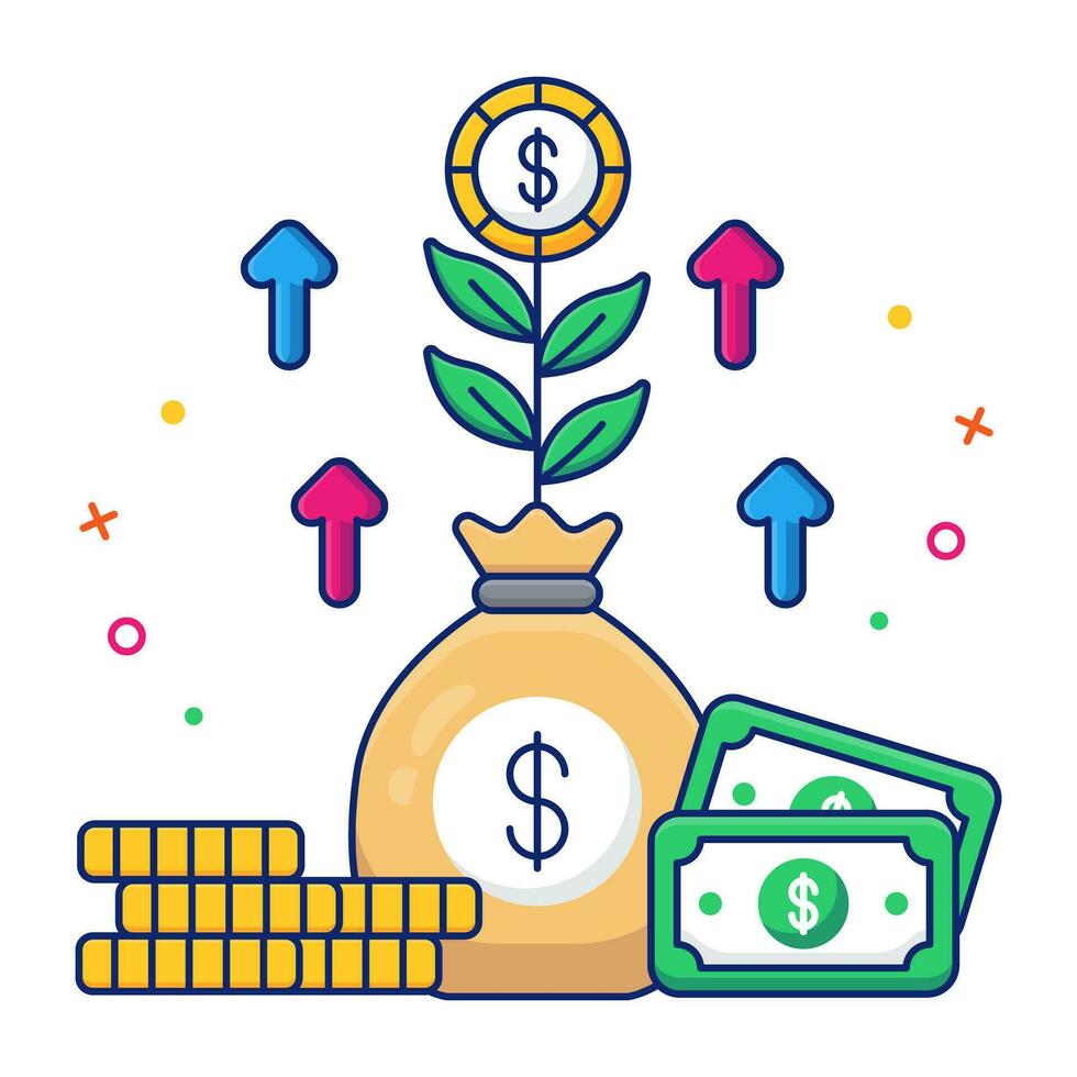 icono de diseño moderno de planta de dólar vector