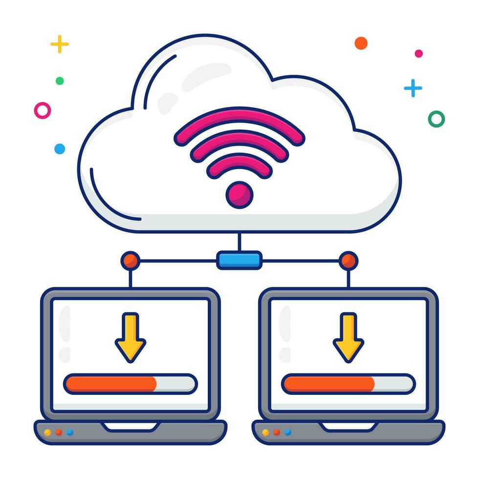 Cloud connected device icon, editable vector