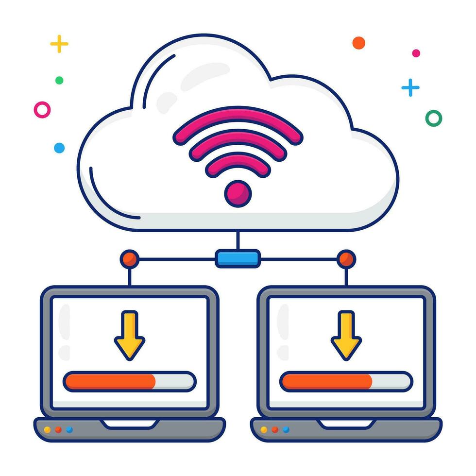 icono de dispositivo conectado a la nube, vector editable