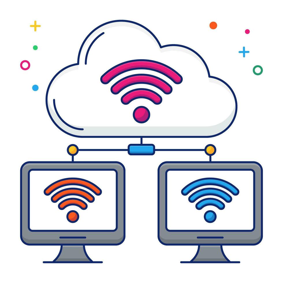 Cloud connected device icon, editable vector