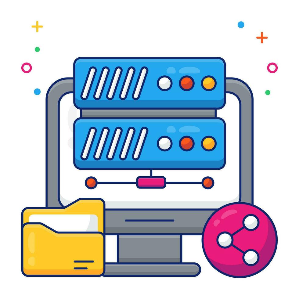 A flat icon design of share server vector