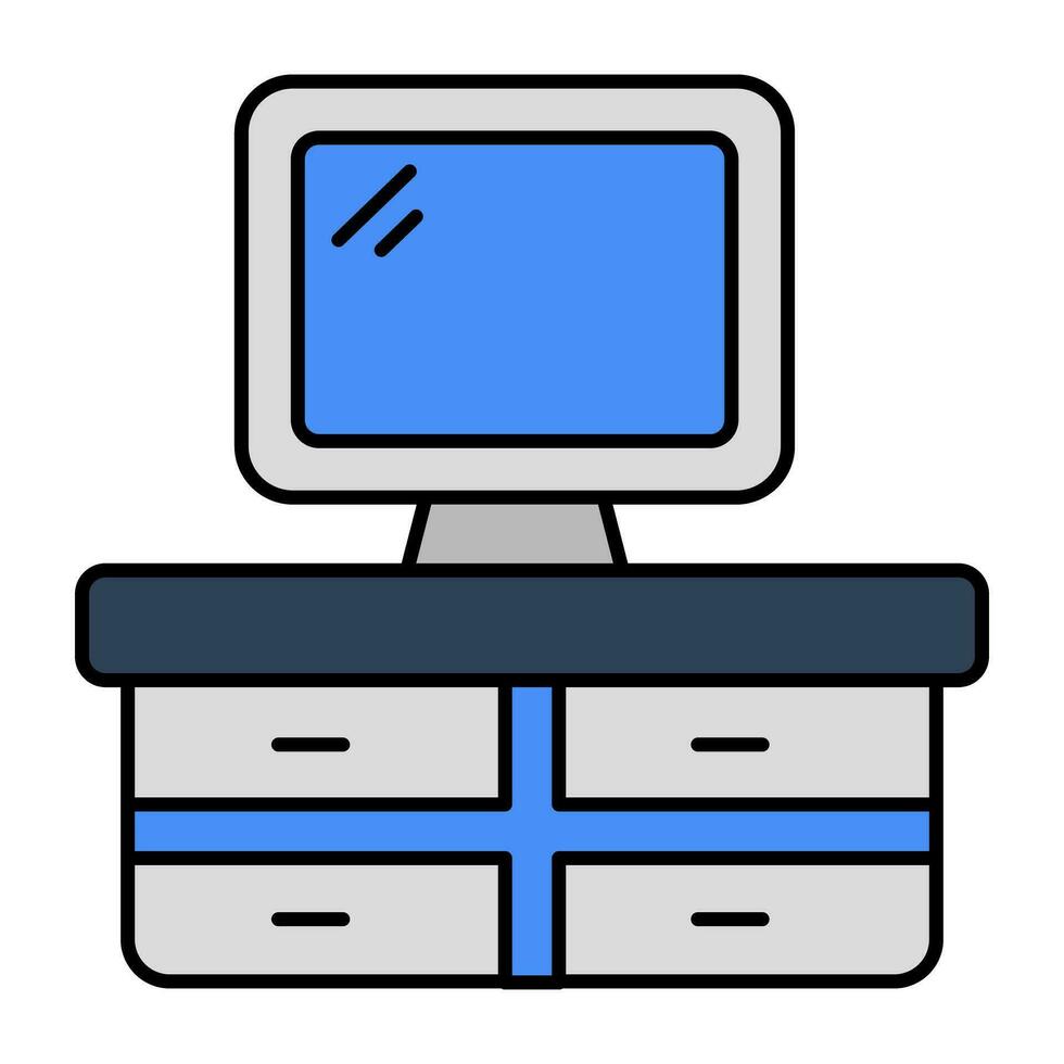 Premium download icon of computer table vector