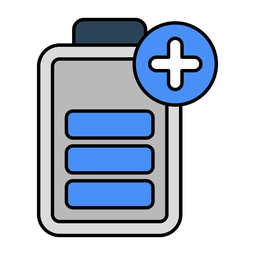 A glyph design icon of mobile battery vector