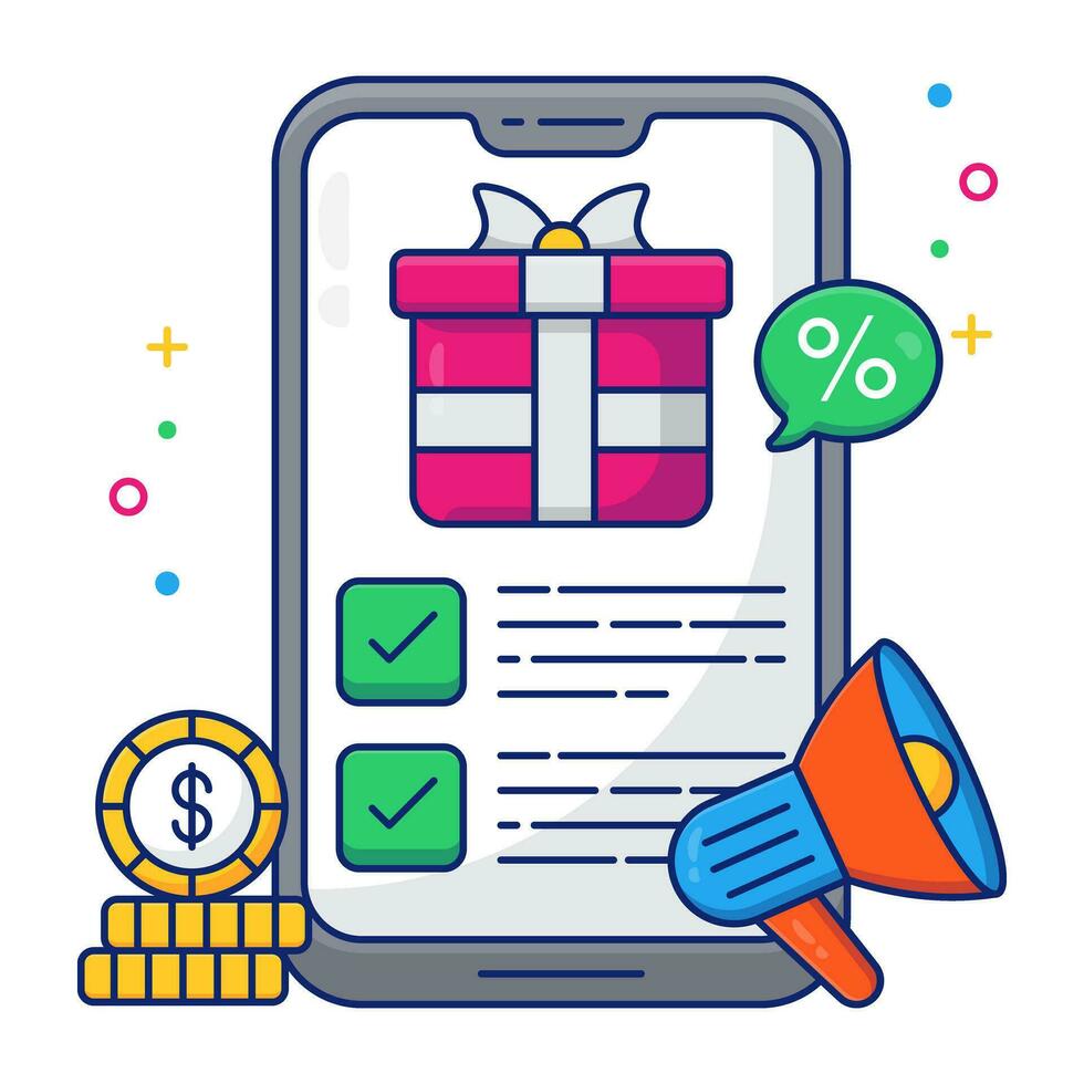Mobile marketing icon, editable vector