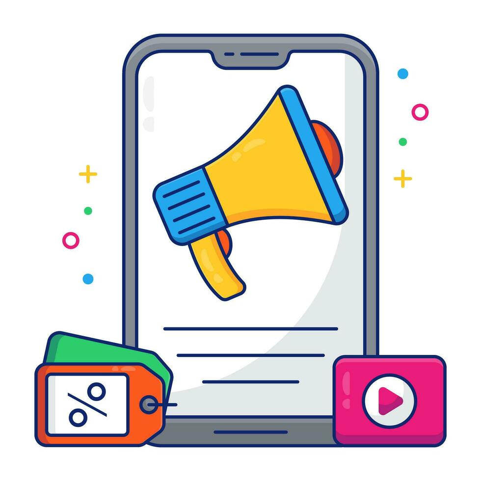 Mobile marketing icon, editable vector