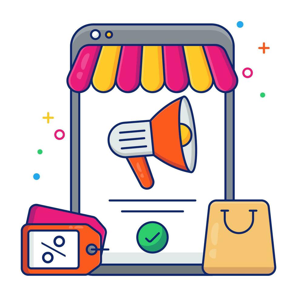 Mobile marketing icon, editable vector