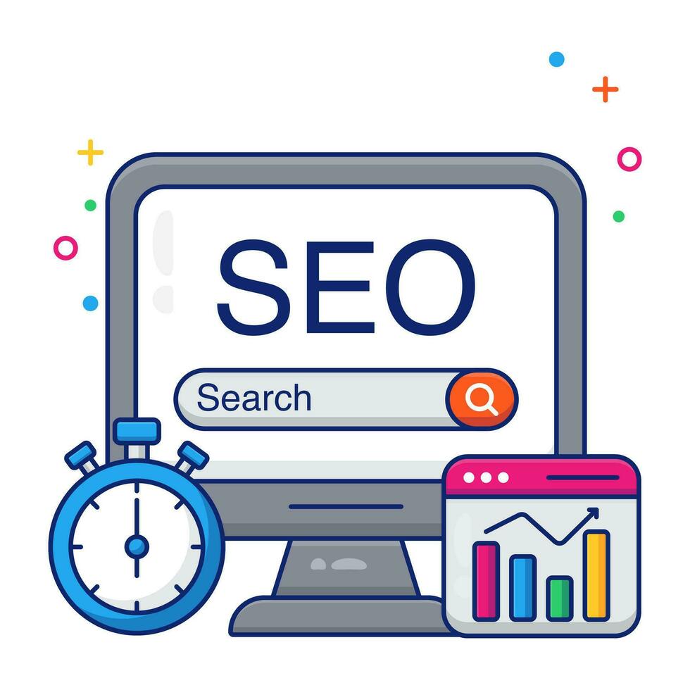Conceptual flat design icon of search engine optimization vector