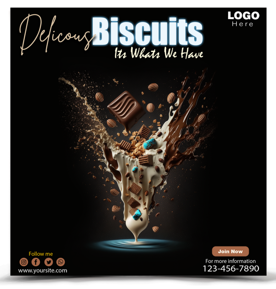 Delicious Biscuits Social media post template design. psd