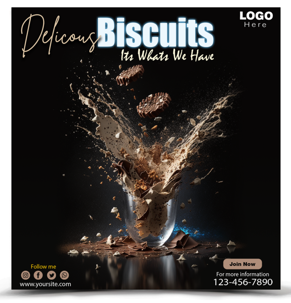 Delicious Biscuits Social media post template design. psd