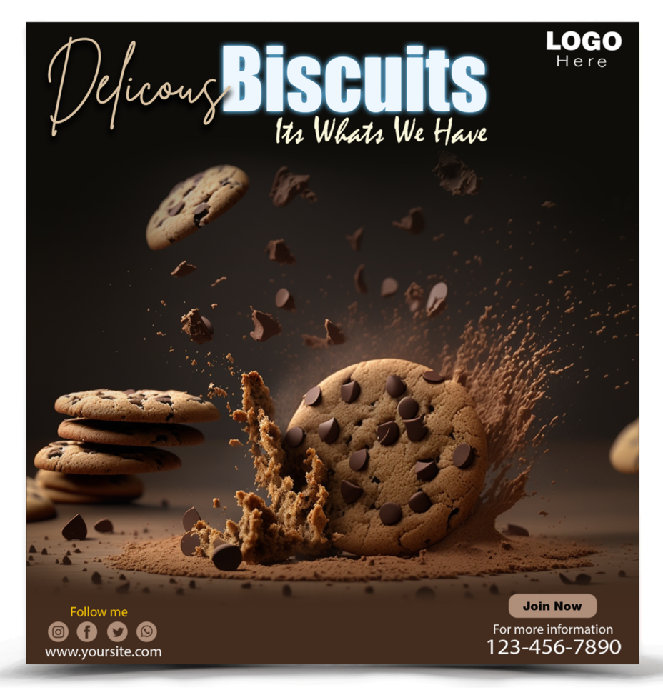 Delicious Biscuits Social media post template design. psd