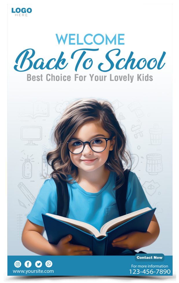 Back to school instagram and facebook story template psd