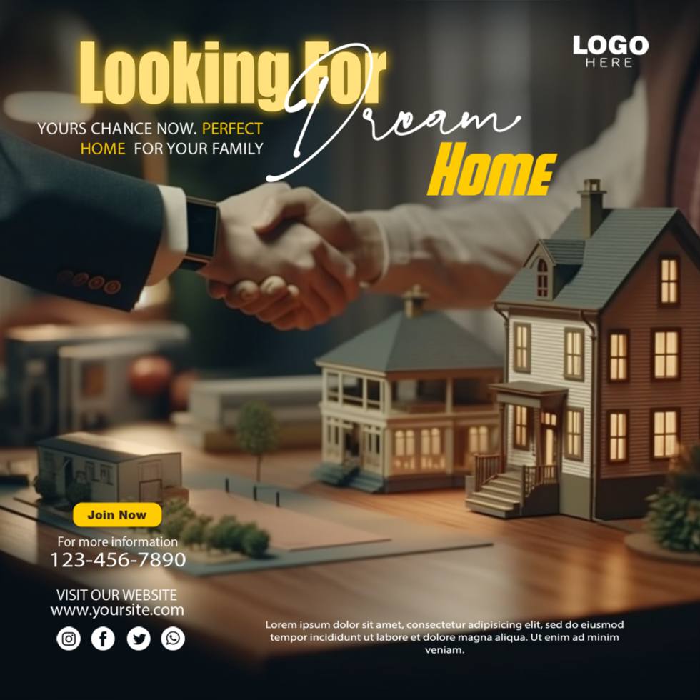 Real estate house property instagram post or square web banner template psd