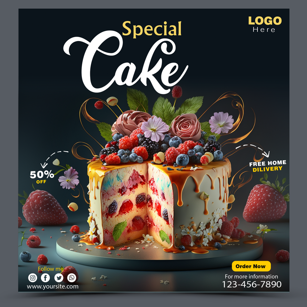 special cake banner for social media template post psd