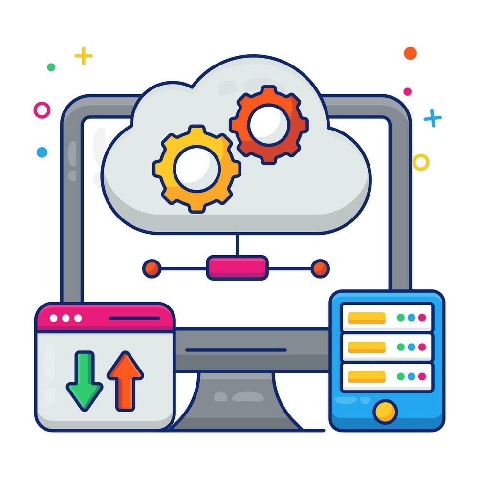 Editable design icon of cloud data transfer vector