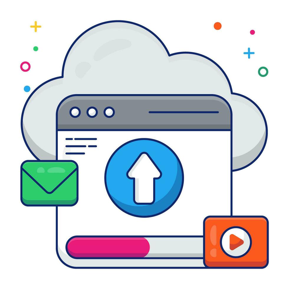 Editable design icon of cloud data transfer vector