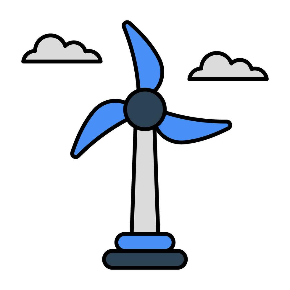 Wind turbine icon, editable vector