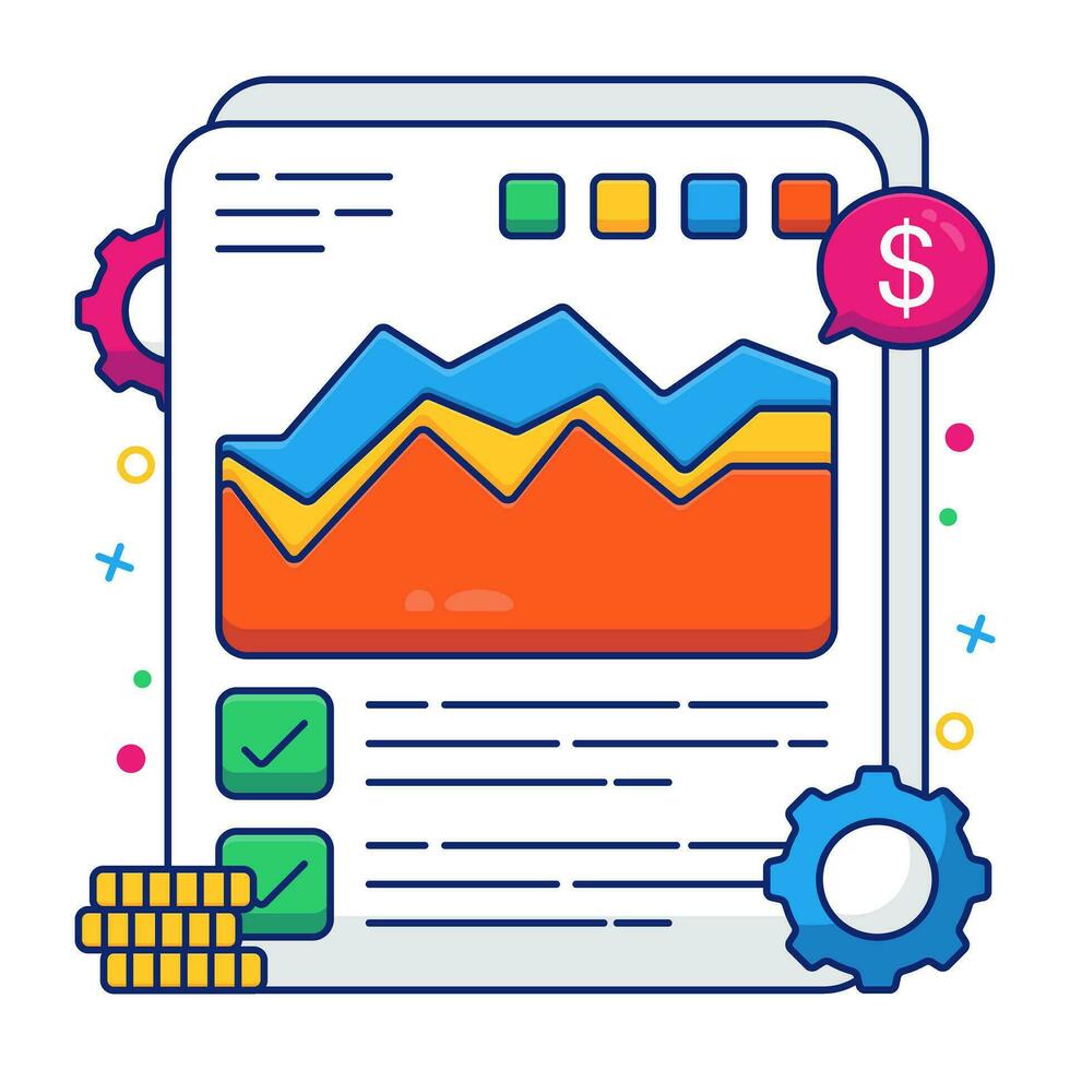 A flat design icon of business report vector