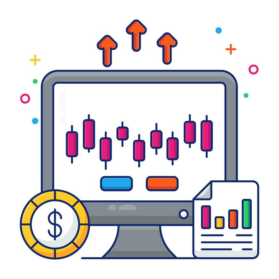 An icon design of online chart vector