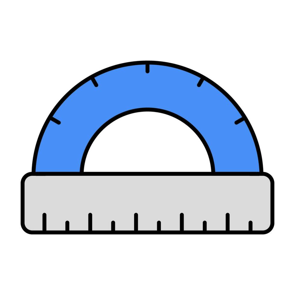 A linear design icon of protractor scale vector