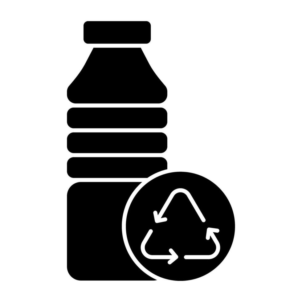 conceptual sólido diseño icono de botella reciclaje vector