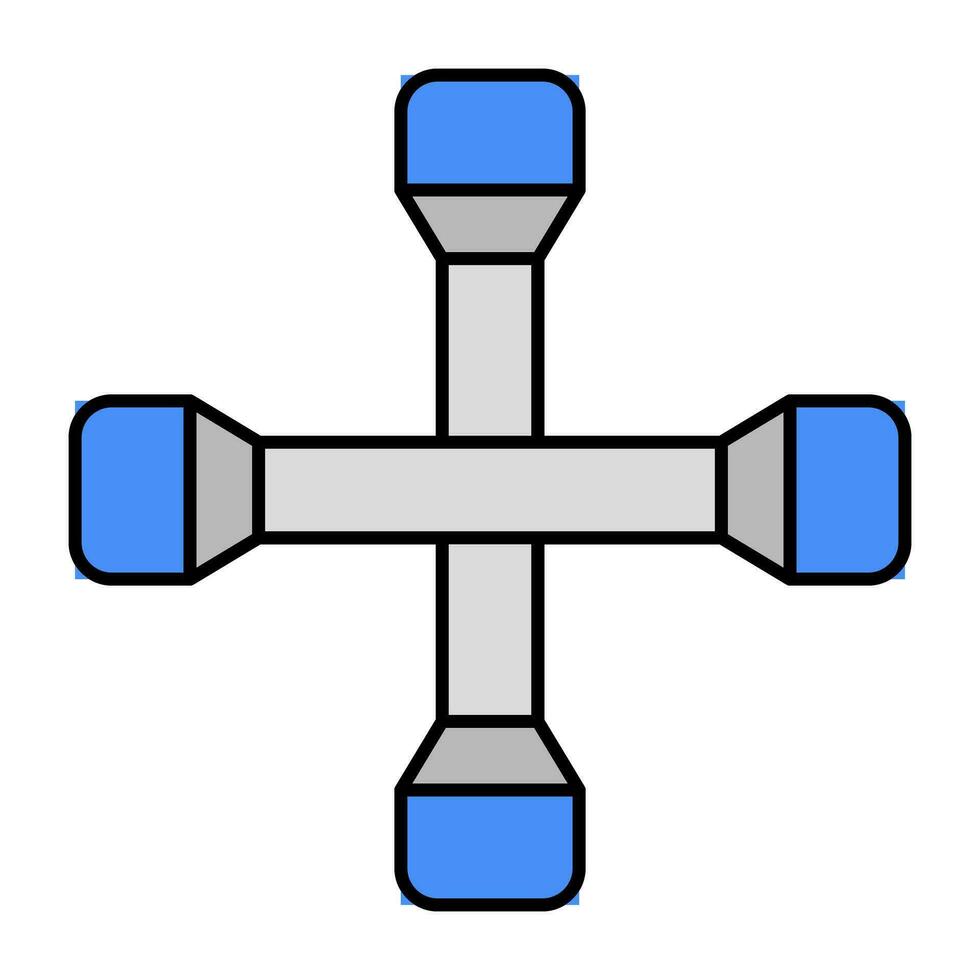Editable design icon of cross wrench vector