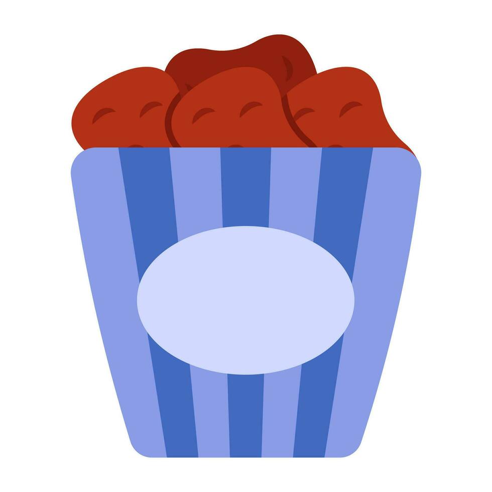 A flat design icon of nuggets bucket vector