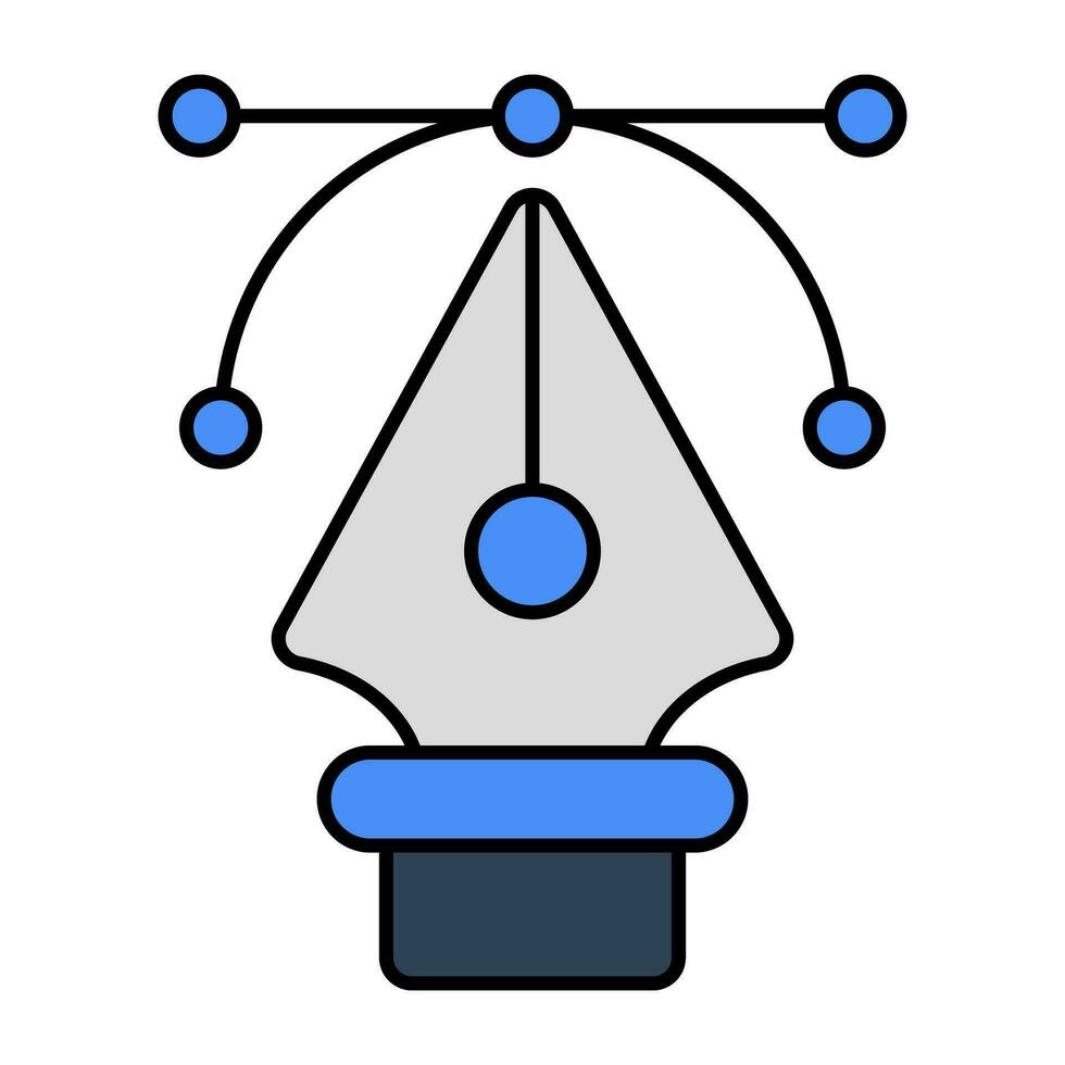 Pen with nodes, bezier tool icon vector
