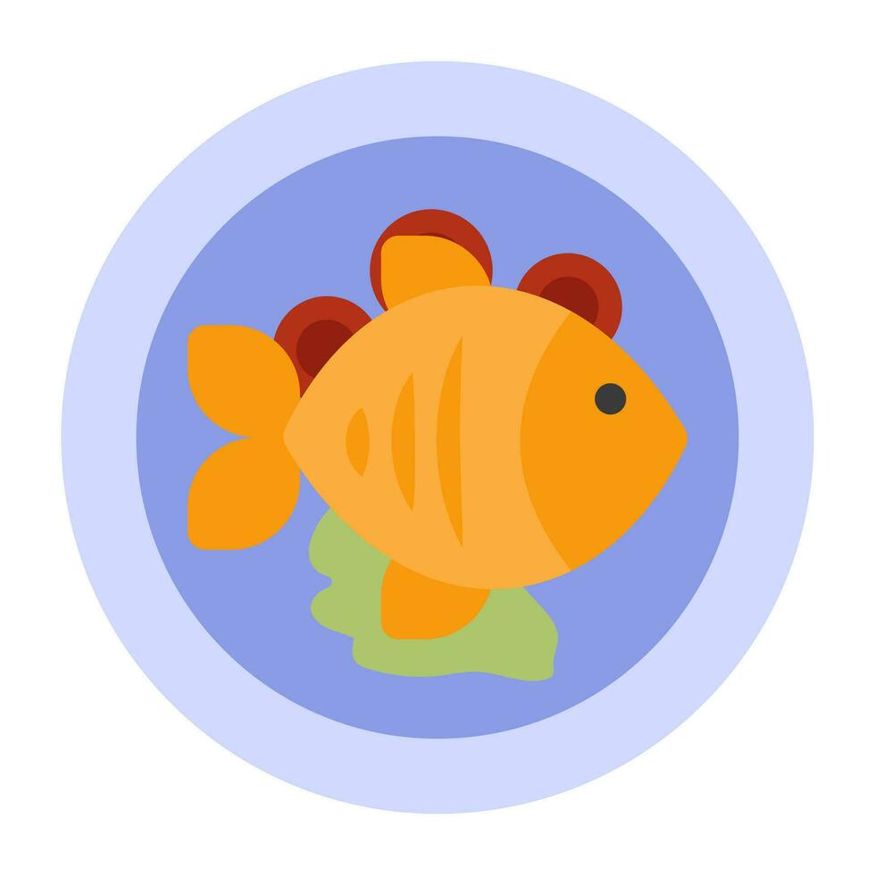 frito pescado icono en plano diseño vector