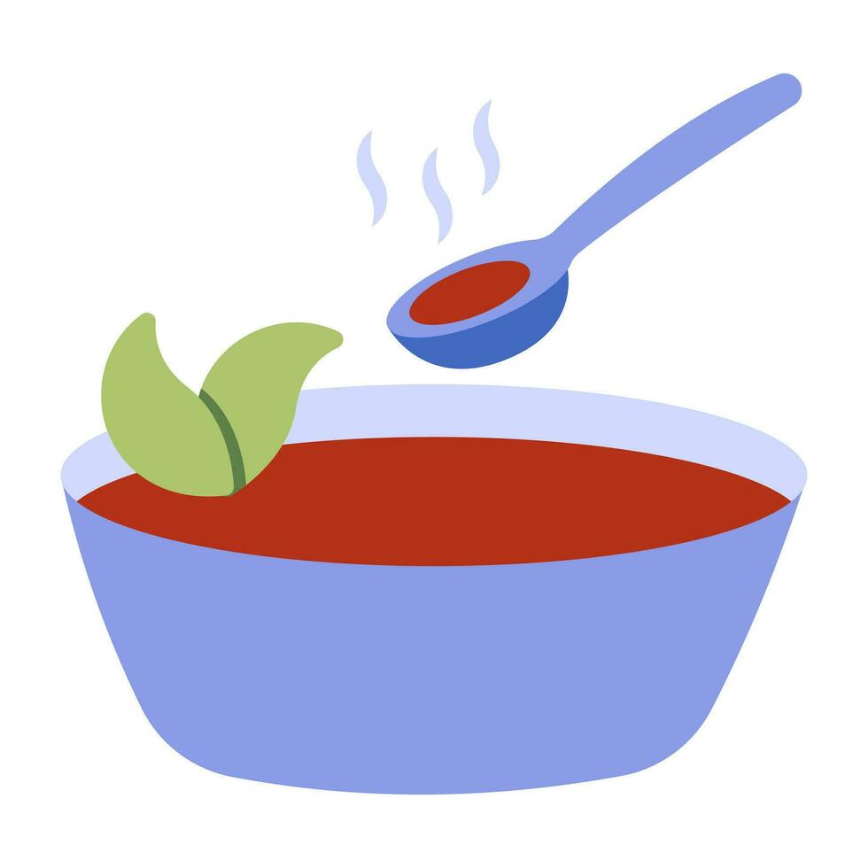 Tomato soup bowl icon in trendy design vector