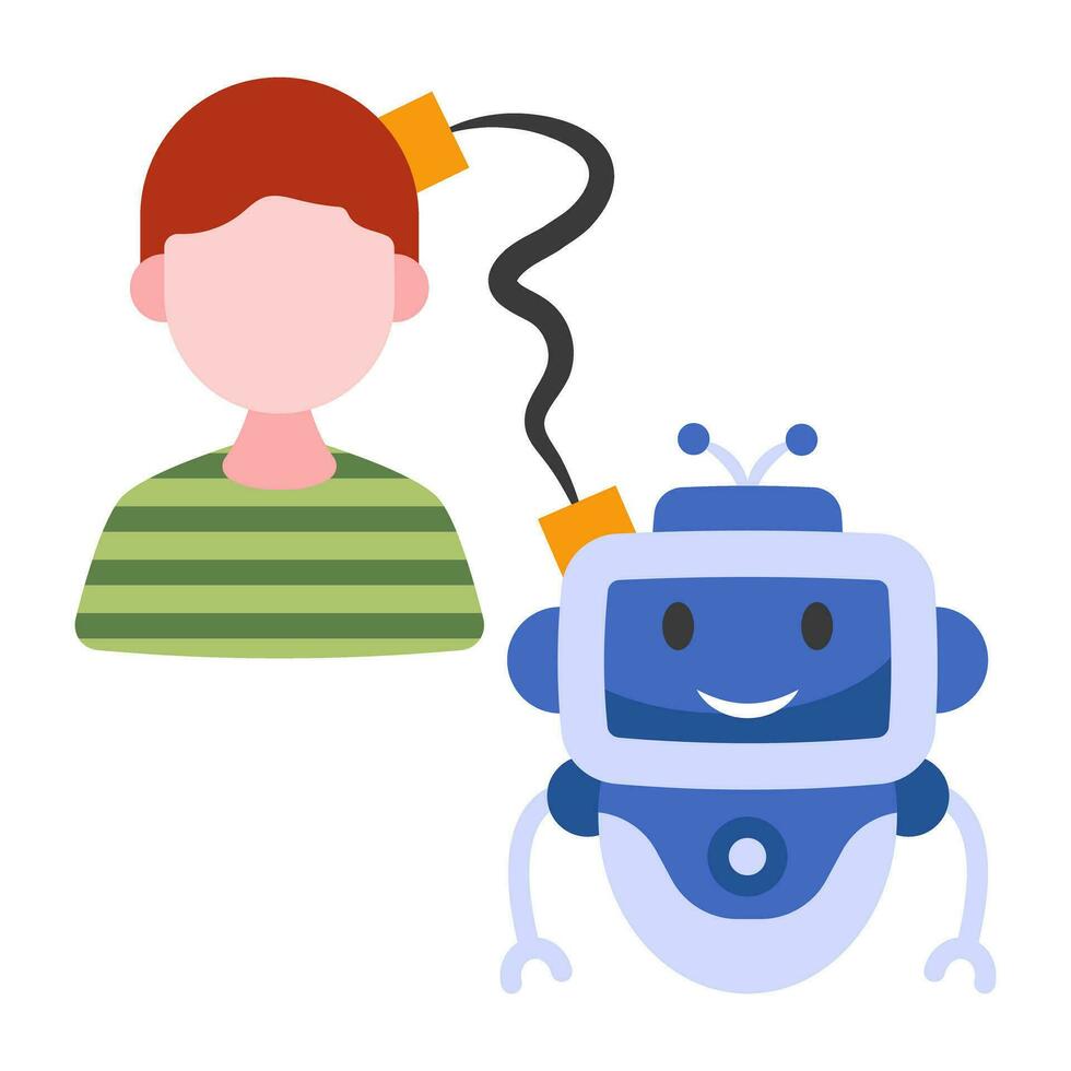 An editable design icon of man vs robot vector