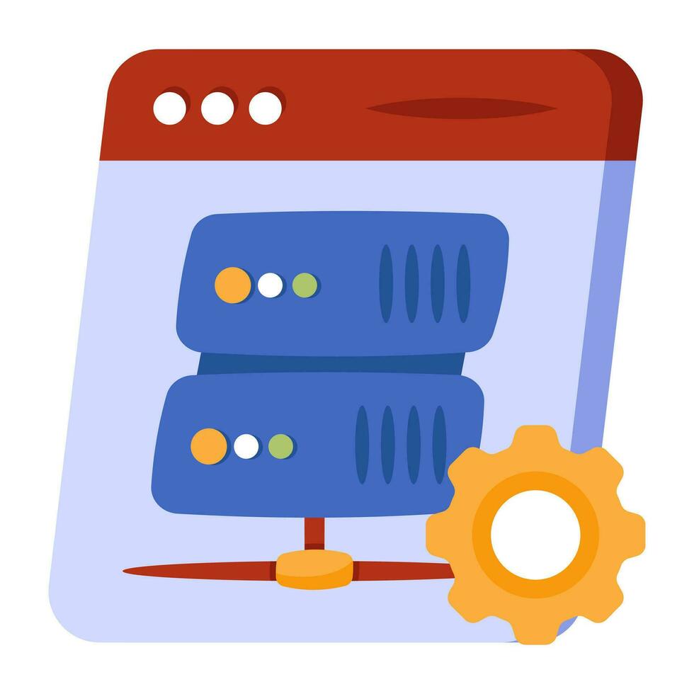 db estante con engranaje, icono de servidor ajuste vector