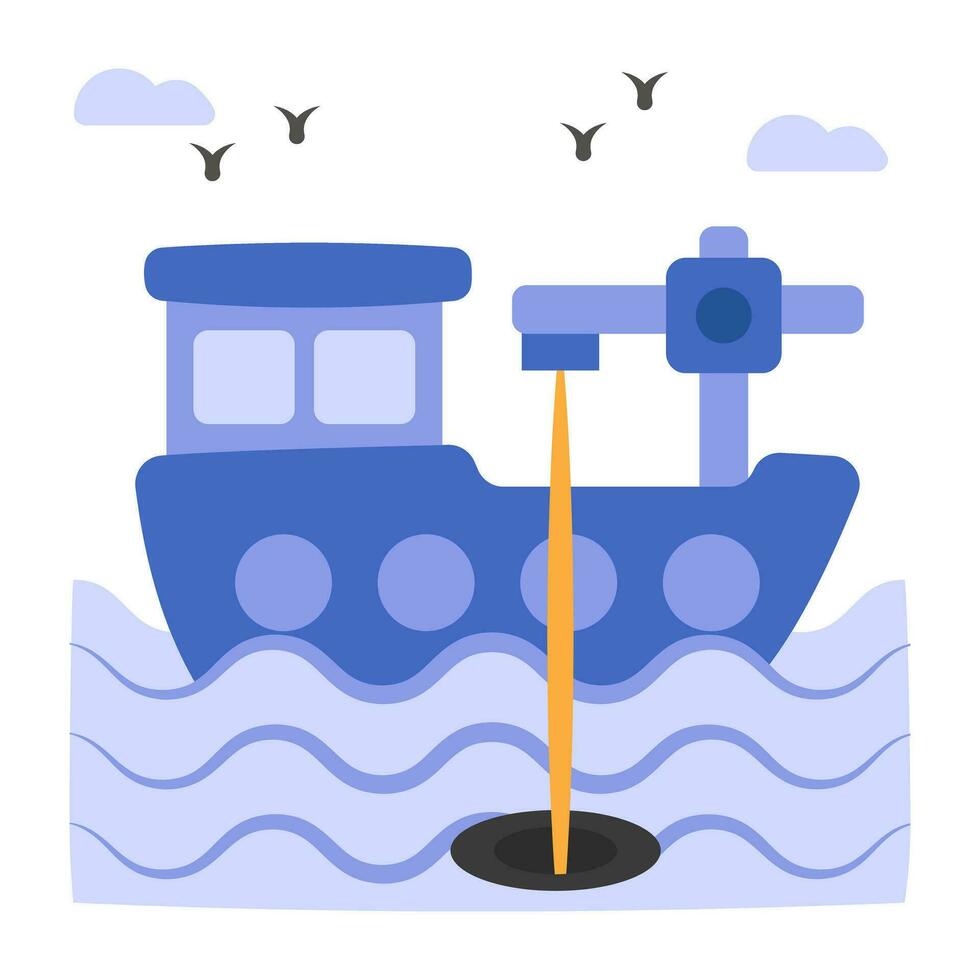 A creative design icon of ship oil spill vector