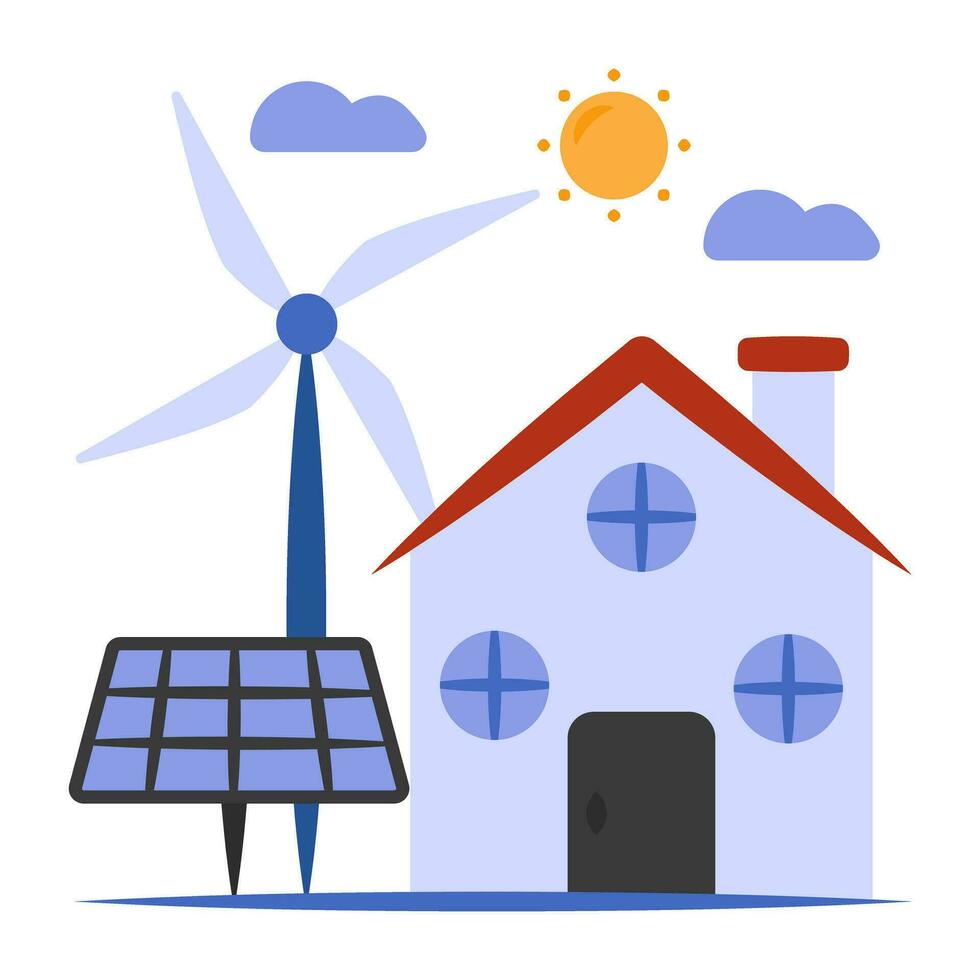Conceptual flat design icon of renewable energy vector