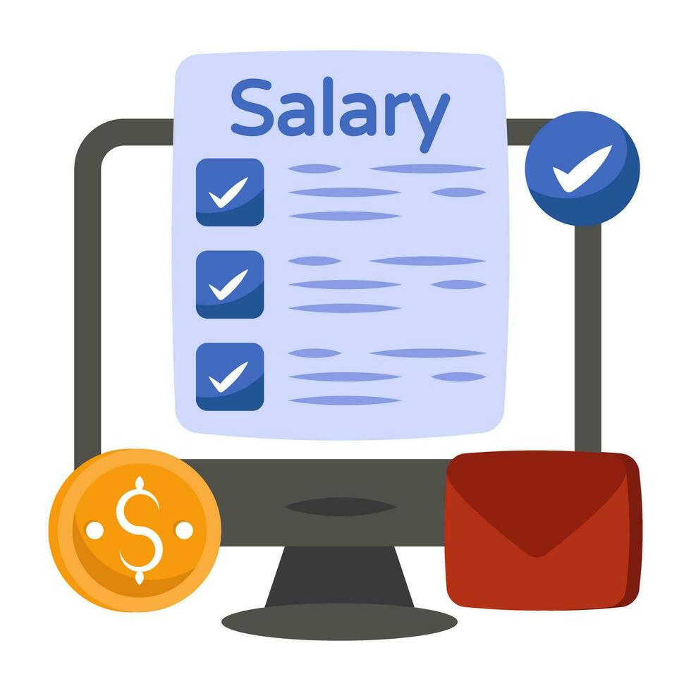 A flat design icon of salary slip vector