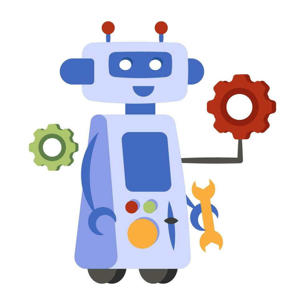 A colored design icon of robot maintenance vector