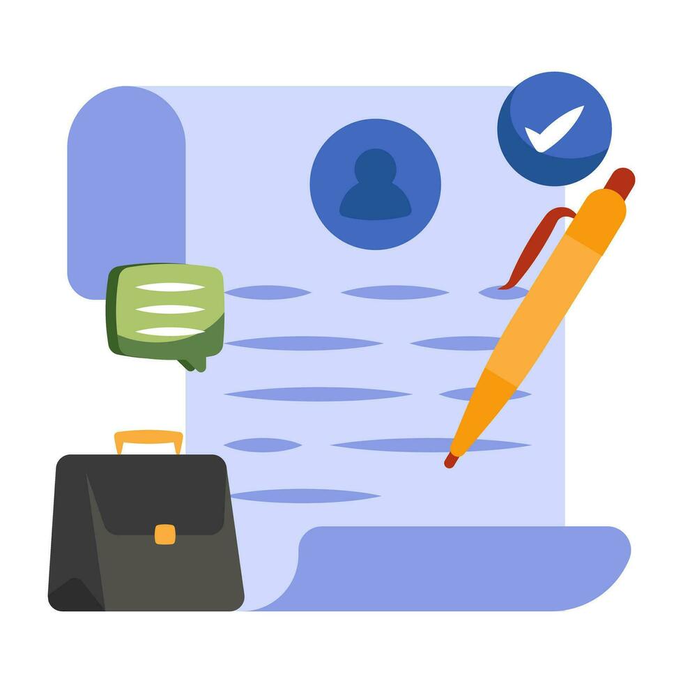 A flat design icon of cv writing vector