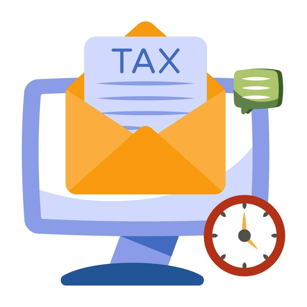 Conceptual flat design icon of tax mail vector
