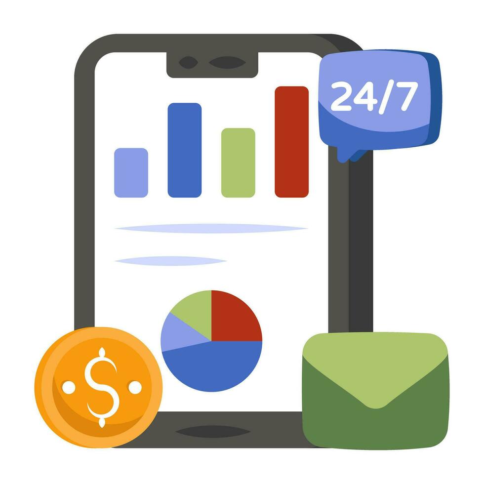An icon design of mobile analytics vector