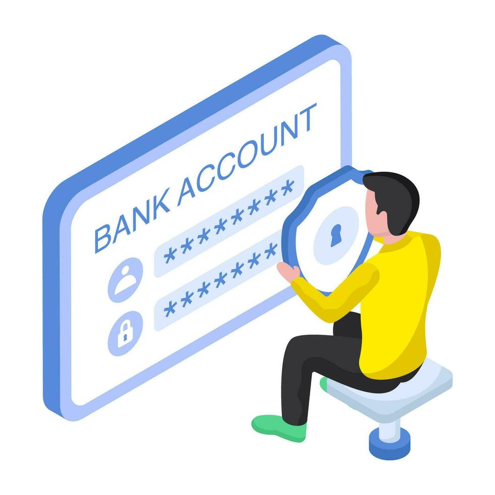 A flat design illustration of secure bank account vector