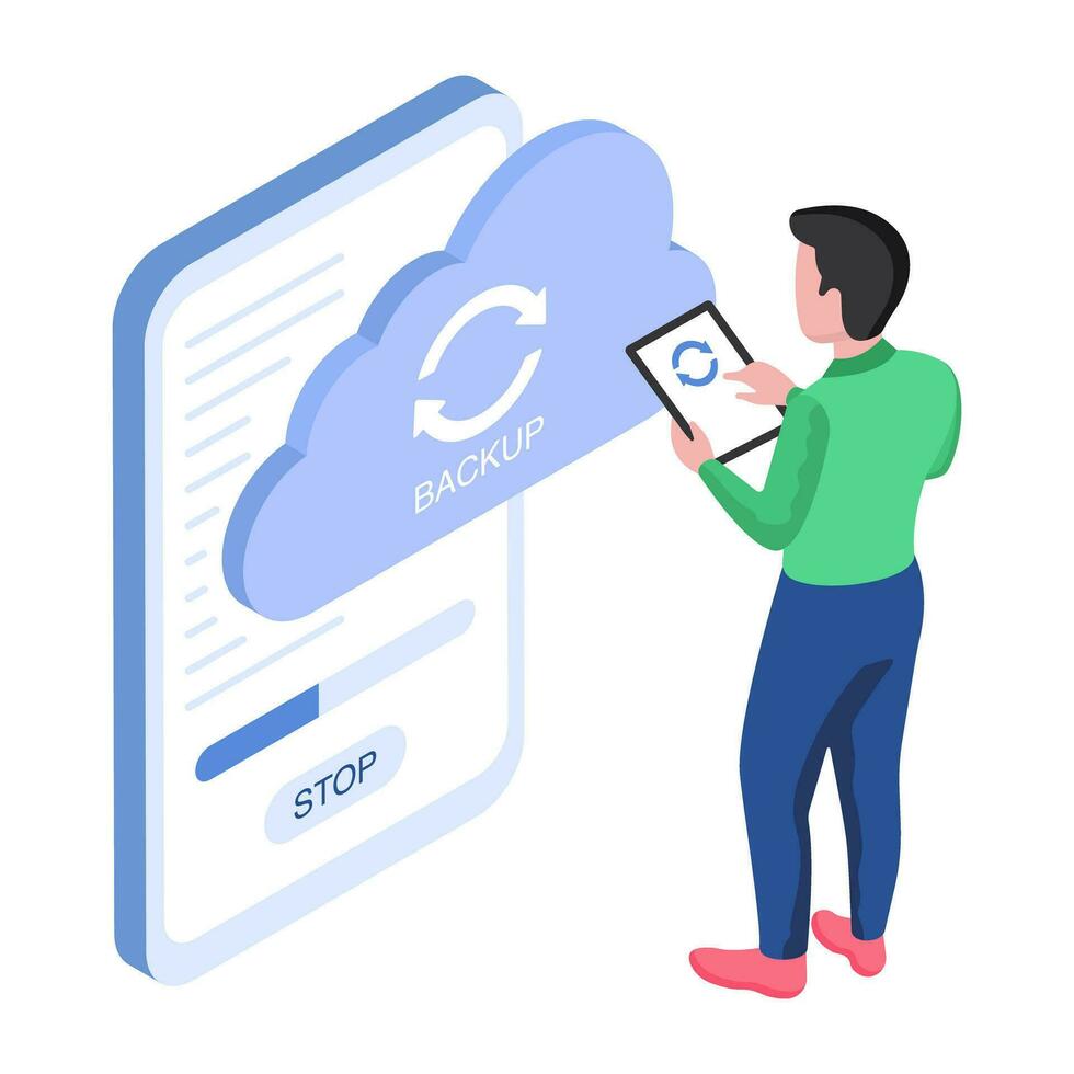 Unique design illustration of cloud backup vector