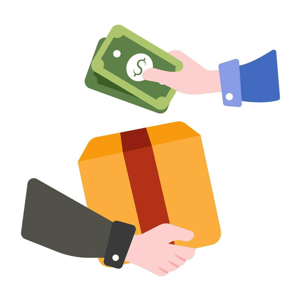 Conceptual flat design icon of cash on delivery vector