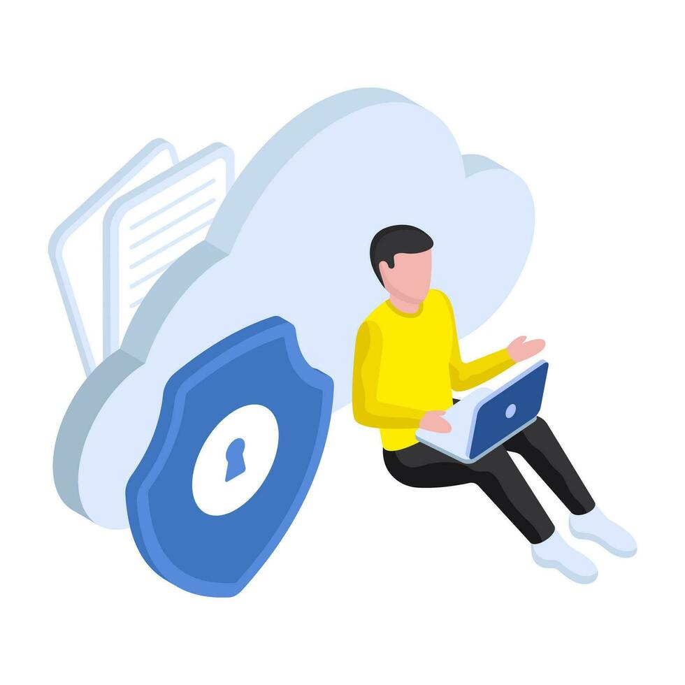 Modern design illustration of cloud security vector