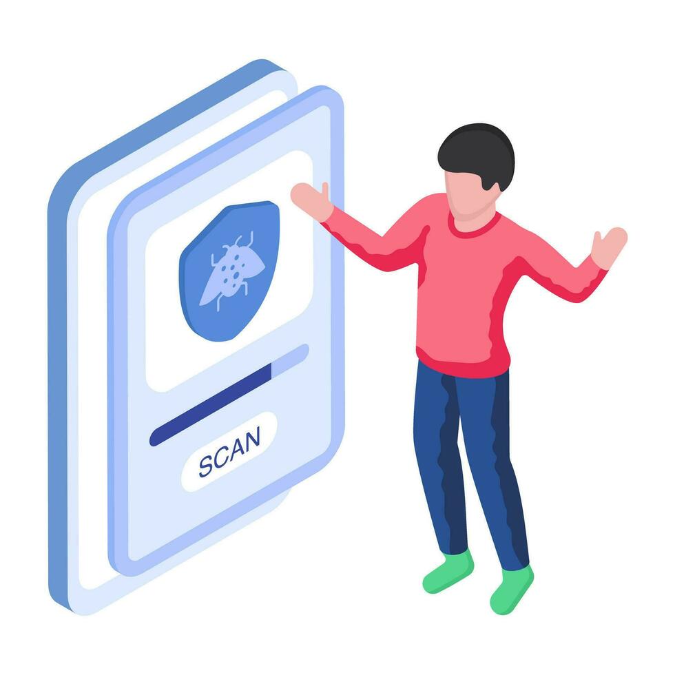 An illustration design of security scan vector