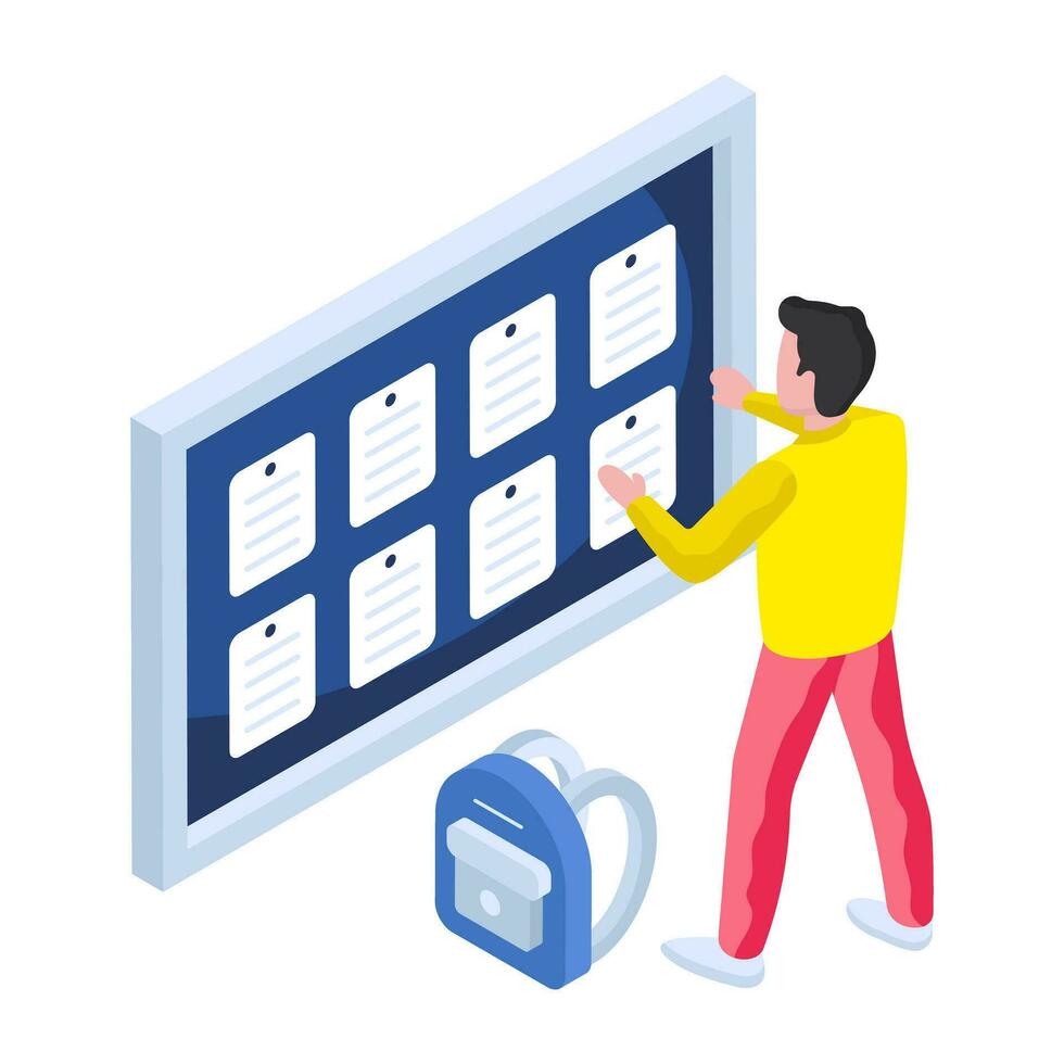 Conceptual flat design illustration of noticeboard vector